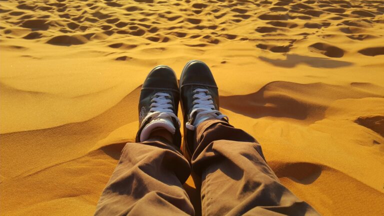 Enjoy a peaceful moment on sand dunes as the sun sets, casting a warm glow.